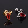 Pendientes de Zirconia Incrustada en Cobre 20g Dientes Exteriores Estrella de Mar Cangrejo Animal Personalizado Clavo para Cartílago de la Oreja Varilla Fina de Acero Inoxidable Pendientes Roscados