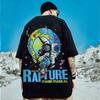 Camiseta Hip-Hop Urso Solta Manga Curta 2026 Tendência Europeia e Americana Tamanho Grande Masculino Estilo Hong Kong Tamanho Grande Gola Redonda Manga Meia