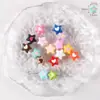 Pintura Acrílica Colorida Coração Flor Pingente Furo Reto Contas Soltas DIY Colar Artesanal Material para Joias