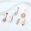 Set de Seis Piezas de Anillos para Ombligo Transfronterizos en Stock del Fabricante, Varios Estilos Europeos y Americanos, Joyería para Piercing Corporal con Colgante de Circonita