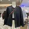 Nova Moda Primavera Cedo Gola Alta Jaqueta de Couro Casaco Feminino Solto Mostrando Versátil Casual Jaqueta Top Preto