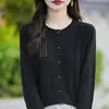 Cardigã Feminino de Tricô Fino com Pedrarias Primavera/Outono Estilo Fino Emagrecedor Elegante Versátil Estiloso Peça de Roupa Externa Top Moda Feminina