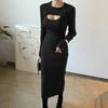 Top Chaleco Calado al por Mayor para Mujer Vestido de Tirantes con Abertura Ajustado Set de Dos Piezas C28413L Estilo Europeo y Americano