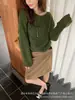 Suéter feminino de malha com gola redonda, estilo coreano, folgado, preguiçoso, para emagrecer, com mangas compridas, macio, grudento