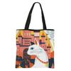 Bolsa de Tela de Gato de Dibujos Animados, Bolso de Hombro Grande de Poliéster Estampado para Mujer, Bolsa de Compras de Doble Capa para Salidas, Bolso Cruzado Versátil