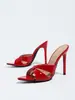 Mula de tiras cruzadas de punta fina de tacón de aguja de alta calidad para primavera-verano transfronteriza, zapatos de mujer, a la moda, versátiles, elegantes, sandalias de tacón alto de comercio exterior