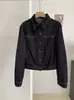 KEKEZOON Chaqueta de mezclilla retro estilo coreano estilo Hong Kong con cuello alto, corte holgado y adelgazante para mujer, colección de otoño, 9123