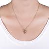 Collar de plata para mujer, colgante de plata con forma de hoja, colgante de gema de colores, joyería de plata y oro rosa de 18 quilates.