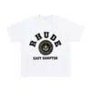 Marca de Nicho de Moda Rhude Verano Nueva Bandera de Corona Streetwear Retro Holgada Camiseta de Cuello Redondo de Manga Corta para Hombres y Mujeres