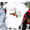 Camiseta Feminina de Manga Curta 2025 Estampa Natalina Moda Estação Independente Transfronteiriça Aliexpress Tamanho Europeu Camiseta Básica para Mulheres