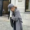 Estilo de Celebridad Longitud Media Por Encima de la Rodilla Hecho a Mano Alta Definición Cuello de Solapa Traje Abrigo Casual Abrigo de Lana Doble Cara para Mujer