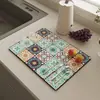 Alfombrilla Drenante de Cocina de Tierra de Diatomeas Retro, Resistente a Manchas, Fácil de Limpiar, Alfombrilla Antideslizante, Alfombrilla Absorbente de Café para Aislamiento Térmico de Platos de Comedor Domésticos