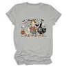 Amazon eBay Loja Independente Casual Divertido Feminino Três Patos de Halloween Múmia Fazendeiro Gola Redonda Manga Curta