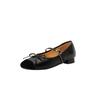 34-41 talla grande Reembolsables Piel de Oveja Completa Mary Jane 2024 Otoño Tacón Bajo Punta Cuadrada Moño Piel Genuina Zapatos Individuales para Mujer