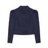 Ropa de mujer transfronteriza 2026 Moda europea y americana versátil casual simple solapa de solapa plisada en el hombro blazer para mujer F41564