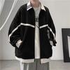 Chaqueta de solapa para hombre, primavera y otoño, estilo Hong Kong, chaqueta holgada de estudiante de tres barras, top informal coreano a juego.