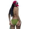 Venta al por mayor directa de fábrica de trajes de baño bikini sexy estilo europeo y americano con tirantes finos y tamaño ajustable en color verde, en stock