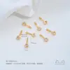 Pingente de cobre banhado a ouro 14K com uma única pedra de zircônia, conta redonda, pingente pequeno, pingente de colar DIY feito à mão, acessório de joia