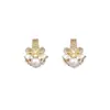 Placa de Incienso para Mosquitos Clip para Oreja Flor de Concha Pendientes de Perla Sin Agujeros en las Orejas Estilo Hada Súper Crema Pendientes de Zirconia de Alta Calidad para Mujer
