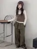 Conjunto de otoño para niña 2026 nuevo estilo: top de punto tipo camisola con falda acampanada y pantalones de pierna ancha, conjunto infantil en capas estilo coreano