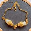 S925 Prata Pixiu Incrustado Natural Hetian Jade Pulseira Feminino Hetian Branco Jade Vintage Feminino Enviar Namorada Esposa