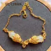 Pulseira Pi Xiu Feminina Jade Branco Hotan Prata Esterlina Vintage Pulseira de Jade Hotan Natural Feminina Enviar para Namorada Esposa Estilo Étnico