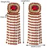 Aretes Elegantes Europeos y Americanos de Borla de Cadena de Garra, Moda de Lujo Ligero, Aretes Elegantes de Pedrería Brillantes de Clase Alta para Banquete de Baile