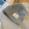 Gorro de punto de pelo de conejo blanco estilo coreano y japonés Zhao Lusi, unisex, cálido y grueso para otoño e invierno, gorro de moda