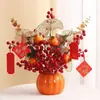 Set de Decoración de Cubo de Bendición de Año Nuevo, Hortensia de Fruta de la Fortuna, Decoración de Cubo de Bendición para Sala de Estar Regalo, Esencial para Venta al por Mayor