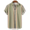 Camisa nueva para hombre de estilo transfronterizo, fresca, a rayas, impresión digital 3D, cárdigan casual hawaiano de manga corta