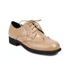 Sapatos femininos plus size de comércio exterior, sapatos casuais retrô britânicos, sapatos brogue femininos plus size com bico redondo, cadarço e salto baixo 3-60