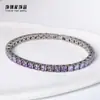 Pulseira Tennis de Aço Inoxidável 316 Cor Aquamarine com Zircônia, Brilhante e Não Desbota, Luxo de Nicho com Toque de Alto Padrão, Aço Titânio