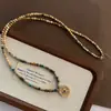 Collar Vintage de Piedra Ojo de Tigre Maillard con Cuentas Cadena para Suéter de Lujo Ligero Gama Alta Diseño de Nicho Joyería de Moda para Mujeres