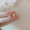 Nuevos aretes de pin de plata 925 diseño pequeño y simple aretes de lazo temperamento para cabello corto aretes de perlas al por mayor