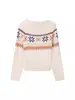 Nuevo Suéter Fair Isle Navideño 2026 Hombros Descubiertos para Mujer, un Top de Punto Holgado Muy Elegante y Relajado para Primavera