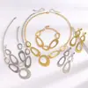 Moda Transfronteriza Europea y Americana Pulseras, Collares, Pendientes de Empalme Irregulares con Forma de Círculo O, Joyería Geométrica Hueca Simple