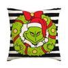 Funda de Almohada Navideña Transfronteriza de Comercio Exterior Grinch Divertida Almohada Cuatro Piezas Sofá Decoración del Hogar Cojín Personalización