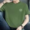 Camiseta Masculina de Algodão Puro Manga Curta Verão Tendência Marca Tendências Tops Estampados Camiseta Gola Redonda Camisa Básica de Algodão Puro Manga Meia