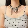 Collar con borlas de amor hueco para chica sexy, estilo hip hop punk, con lazo de cuentas negras