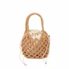 Bolsa de Rede Vazada Estilo Francês 2026 Nova Coleção de Primavera Bolsa de Mão Tecida Moda Coreana Nicho Bolsa de Mão Simples Bolsa Pequena