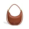 Bolso de Axila Moda Otoño e Invierno 2025 Nuevo Bolso Tejido Tipo Dumpling Transfronterizo Retro Media Luna Bolso de Mujer Bolso Cruzado de Hombro de Cuero Genuino
