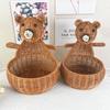Cesta de almacenamiento de huevos con forma de oso de imitación de ratán, cesta creativa para guardar animales, adornos azules para sala de estar