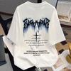 Camisetas de Manga Curta Estampadas com Letras de Marca da Moda 100% Algodão para Homens e Mulheres Verão Americano Street Solto Peso Pesado Tops de Casal