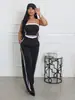 Tw662 Moda Transfronteriza de Verano Europea y Americana Conjunto de Top Tubo Sexy para Mujer con Pantalones Sueltos de Pierna Ancha Amazon