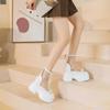 Sandalias de Suela Gruesa para Mujer con Malla, Botas de Cuero Estilo Nuevo Verano 2026, Huecas y Transpirables, Suela Gruesa con Aumento Oculto de Altura, Zapatos de Mujer de Moda