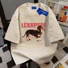 Camiseta de Verano de Algodón Puro Pesado Estilo Callejero Europeo y Americano Corte Holgado Adelgazante Tie-Dye Cuello Redondo Manga Corta Tops para Pareja para Hombres y Mujeres