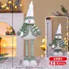 Nova Boneca de Natal em Pé Retrátil Velho de Listras Natalinas Boneco de Neve Boneca de Pernas Longas Decoração de Janela de Hotel