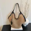 Bolsa de Palha Tecida Transfronteiriça para Mulheres 2026 Moda Bolsa de Praia Tecida Grande Capacidade Simples Bolsa Tote para o Dia a Dia Conjunto