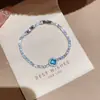 Luz Radiante Azul Nebuloso~Pulseira de Zircônia com Estilo Cool e Minimalista, Design de Nicho de Luxo Leve, Joia de Alto Padrão para Mulheres