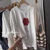 Camiseta Feminina de Manga Curta, Estilo Verão 2026, Slim Fit Retrô Americano, Top Branco de Meia Manga Emagrecedor, Camiseta Solta